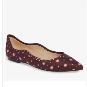 Sam Edelman maroon &  gold floral print ballet flat